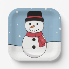 Happy Snowman Christmas Holiday ペーパープレート