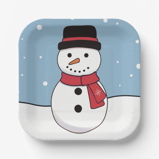 Happy Snowman Christmas Holiday ペーパープレート (正面)