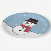 Happy Snowman Christmas Holiday ペーパープレート (アングル)