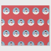 Happy Snowman Christmas Holiday ラッピングペーパー (フラット)