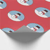 Happy Snowman Christmas Holiday ラッピングペーパー (角)