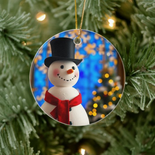 Happy Snowman Christmas Ornament セラミックオーナメント (ツリー)