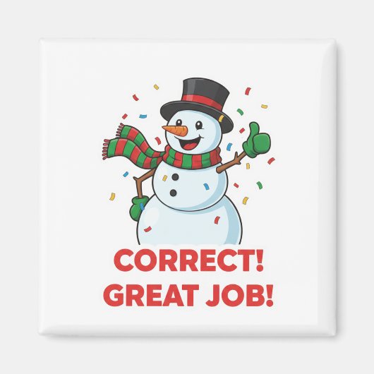 Happy Snowman Correct Great Job Reward Motivation  マグネット (正面)