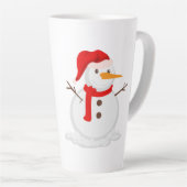 Happy Snowman in a Santa Hat カフェラテマグ (右アングル)