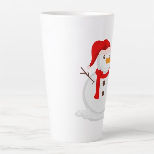 Happy Snowman in a Santa Hat カフェラテマグ (正面)