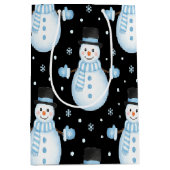 Happy Snowman Vibes Frosty Christmas Designs ミディアムペーパーバッグ (正面)