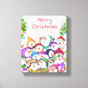 Happy Snowmans Christmas Canvasプリントギフト キャンバスプリント