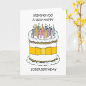Happy Sober Birthday カード (黄色い花)