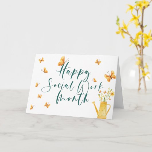 Happy Social Work月 カード (黄色い花)