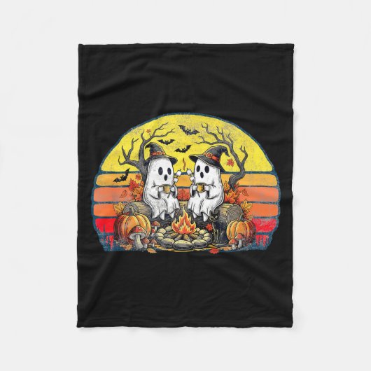 Happy Soky Camng Crew Halloween Campfire  フリースブランケット (正面)