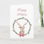 Happy Solstice Deer Yule Greeting Card シーズンカード (正面)