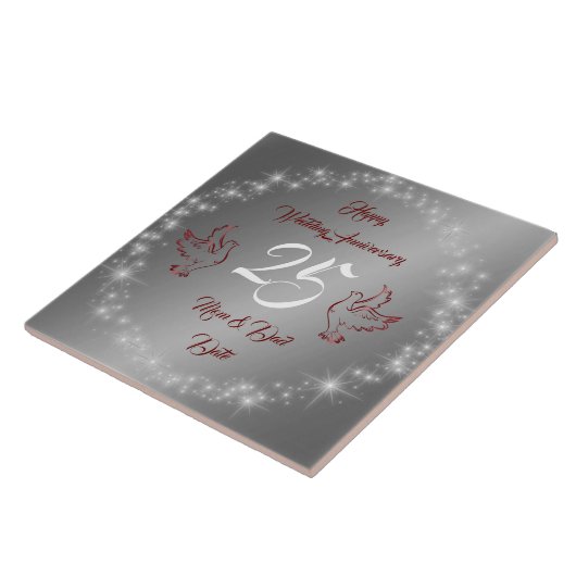 Happy Sparkly Customize Silver 25th Anniversary タイル (側面)