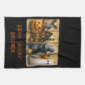 Happy "Spooky" Halloween Pumpkins Black Cat Bats キッチンタオル (横)