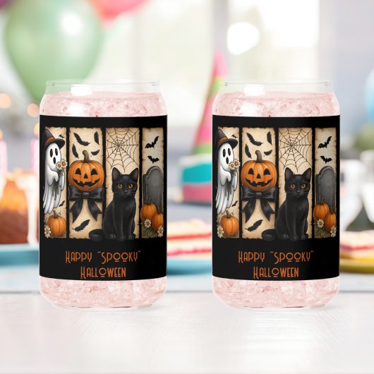 Happy Spooky Halloween Scenes Drinkware Set ガラス缶 (インサイチュ (バースデー))