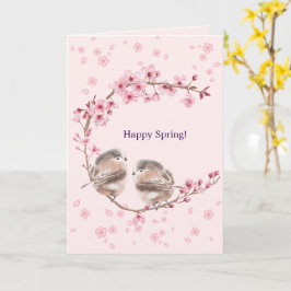 Happy Spring! 桜とかわいいすずめの春のあいさつ♡ カード
