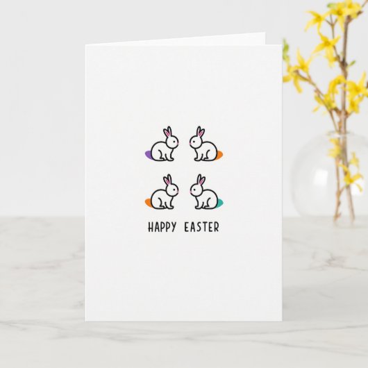 Happy Spring Animal Easter Card カード (黄色い花)