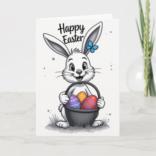 Happy Spring Bunny Egg Card カード (正面)