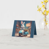 Happy Spring Bunny on a Scooter カード (黄色い花)