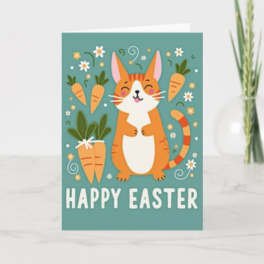 Happy Spring Feline Easter Card カード (正面)