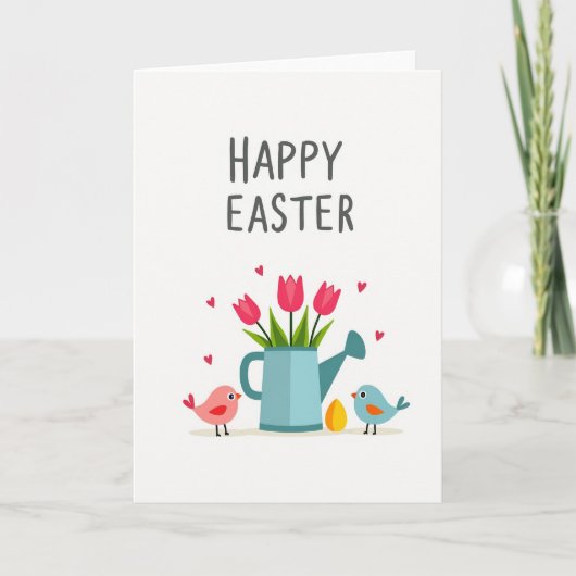 Happy Spring Flowers Bird Egg Card カード (正面)