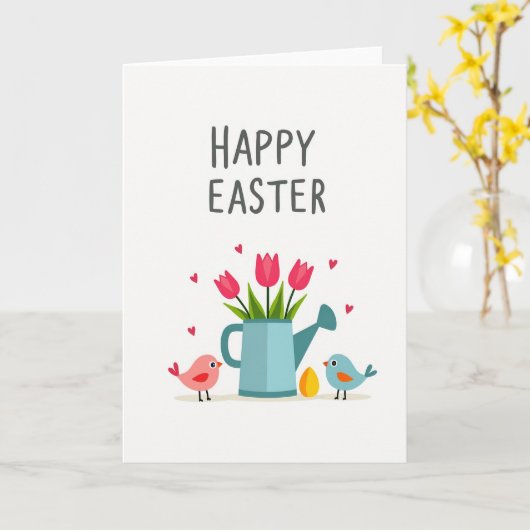 Happy Spring Flowers Bird Egg Card カード (黄色い花)
