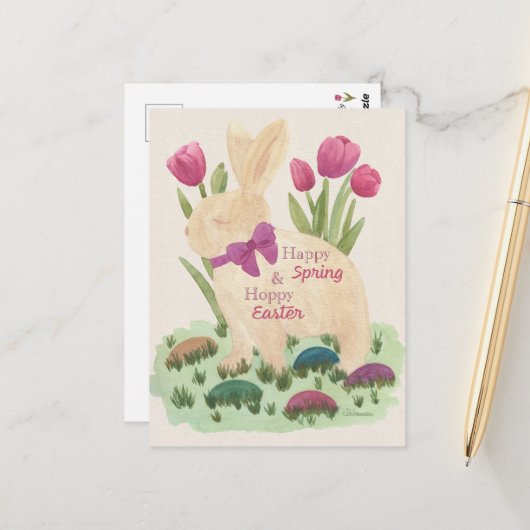Happy Spring & Hoppy Easter Postcard ポストカード (正面/裏面インサイチュ)