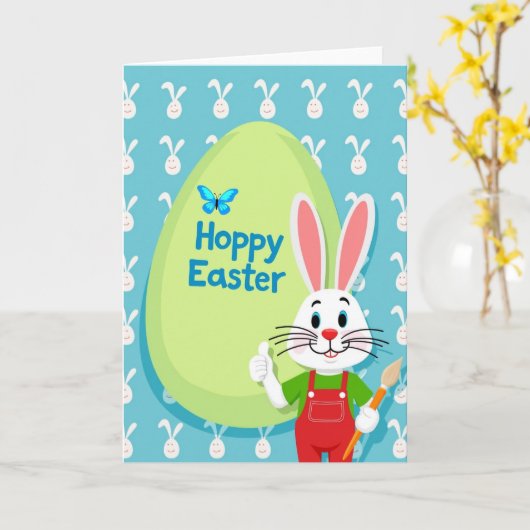 Happy Spring Rabbit Art Card カード (黄色い花)