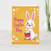 Happy Spring Rabbit Floral Card カード (正面)