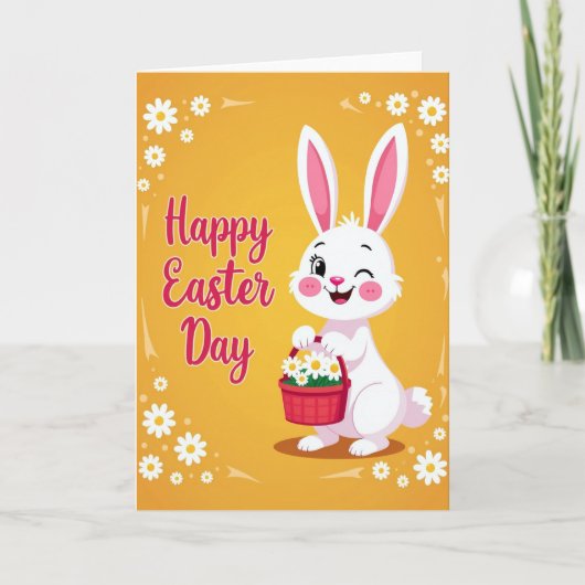 Happy Spring Rabbit Floral Card カード (正面)