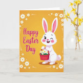 Happy Spring Rabbit Floral Card カード (黄色い花)