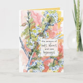 Happy Spring Tree Flowers New Beginnings Blessings カード (正面)