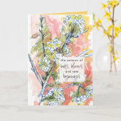 Happy Spring Tree Flowers New Beginnings Blessings カード (黄色い花)