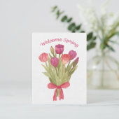 Happy Spring Tulip Bouquet Postcard ポストカード (スタンド正面)