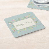 Happy Spring Watercolor Wildflower ペーパーコースター (アングル)