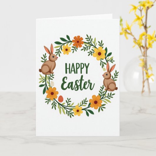 Happy Spring Wreath Season Card カード (黄色い花)