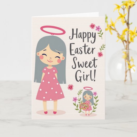 Happy Spring Young Person Card カード (黄色い花)