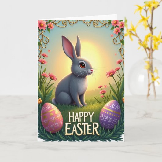 Happy Springtime Animal Card カード (黄色い花)