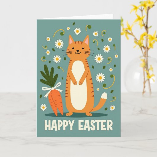Happy Springtime Feline Card カード (黄色い花)