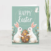 Happy Springtime Rabbits Card カード (正面)