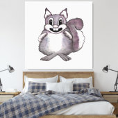 Happy Squirrel Cartoon Drawing キャンバスプリント (インサイチュ (寝室))