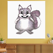 Happy Squirrel Cartoon Drawing キャンバスプリント (インサイチュ (リビング))