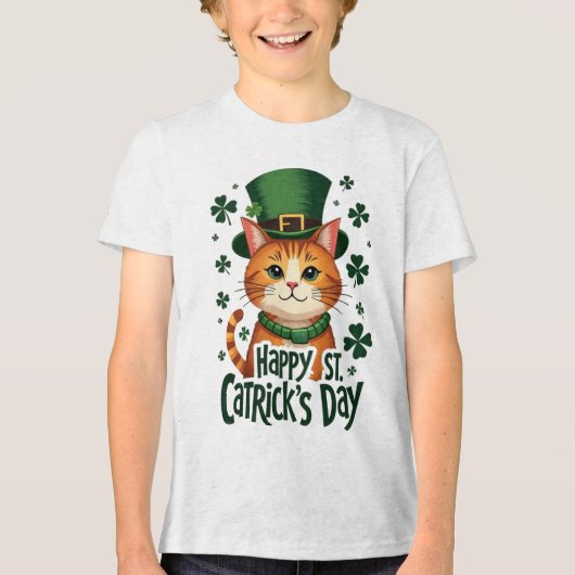 Happy St. Catrick's Day - Cat Of St. Patrick's day トライブレンドTシャツ (正面)