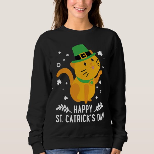 Happy St Catrick's Day  Cute Cat St Patricks Day 2 スウェットシャツ (正面)