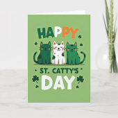 Happy St Cattys Day Fun Cats Card カード (正面)