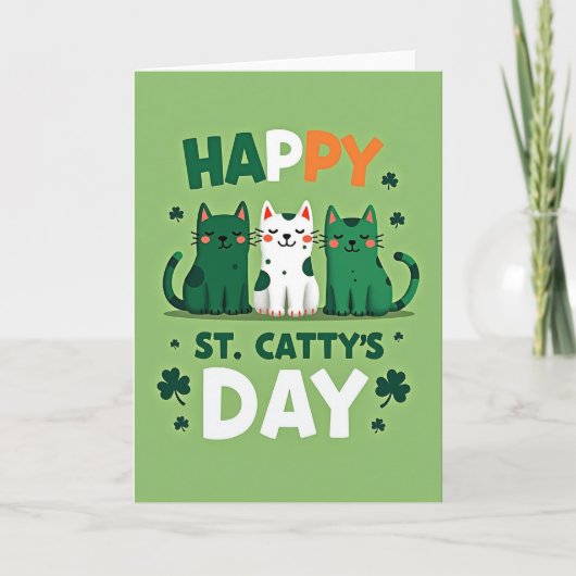 Happy St Cattys Day Fun Cats Card カード (正面)