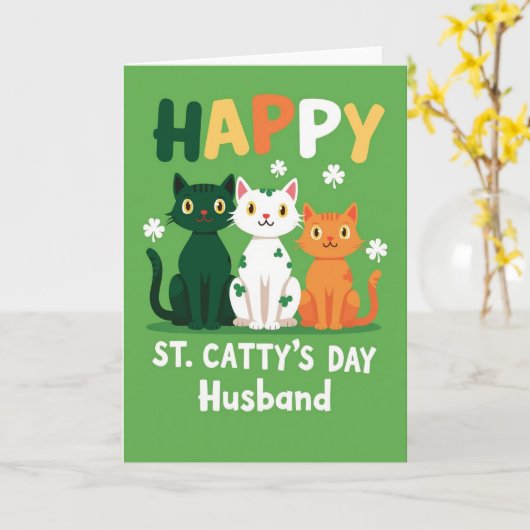 Happy St Cattys Day Husband Card カード (黄色い花)