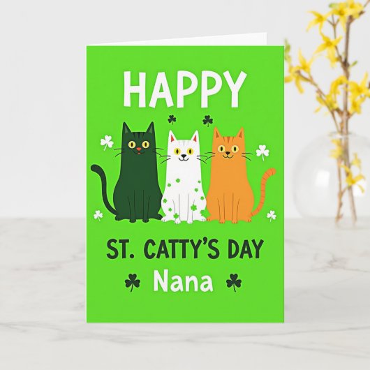 Happy St Cattys Day Nana Card カード (黄色い花)