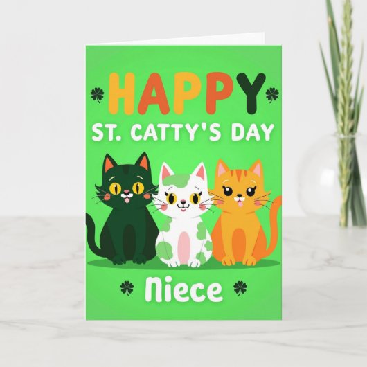 Happy St Cattys Day Niece Card カード (正面)