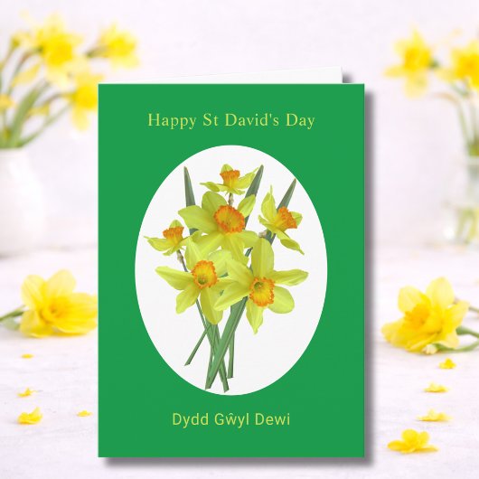 Happy St David's Day Welsh Daffodils カード