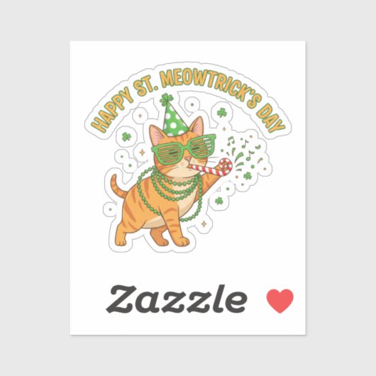 Happy St Meowtrick's Day Party Cat Shutter Shades  シール (シート)
